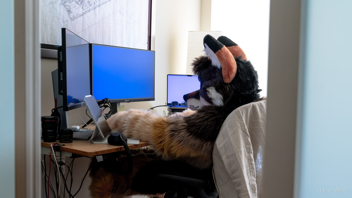 hans gives up and takes a nap as his desk